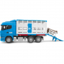 Игрушка Bruder грузовик Bruder Scania R для перевозки животных с контейнером и фигуркой быка