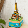 Деревянный 3D конструктор - музыкальная шкатулка Robotime "Romantic Eiffel" - AM308