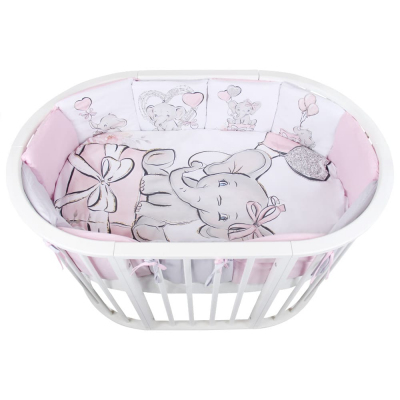 Комплект в кроватку 6 предметов Альма-Няня Мир игрушек Слоник розовый